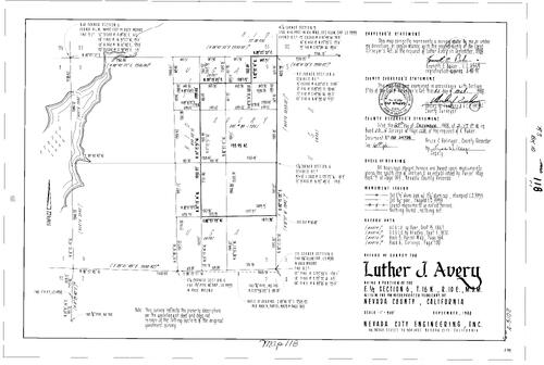Click to see Record of Survey Book 10, pg. 118 (1988) of Nevada County Recorders Survey Maps Book 10