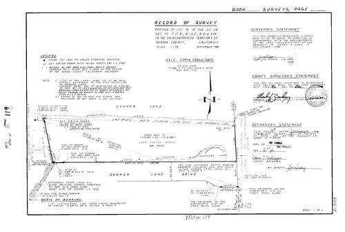 Click to see Record of Survey Book 10, pg. 119 (1988) of Nevada County Recorders Survey Maps Book 10
