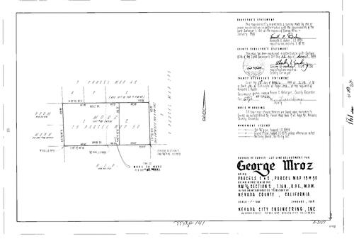 Click to see Record of Survey Book 10, pg. 141 (1989) of Nevada County Recorders Survey Maps Book 10