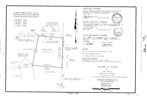 Click to see Record of Survey Book 10, pg. 184 (1989) of Nevada County Recorders Survey Maps Book 10