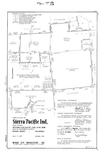 Click to see Record of Survey Book 10, pg. 191 (1990) of Nevada County Recorders Survey Maps Book 10