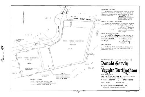 Click to see Record of Survey Book 10, pg. 194 (1990) of Nevada County Recorders Survey Maps Book 10