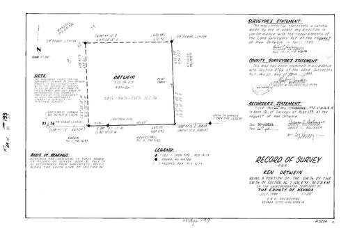 Click to see Record of Survey Book 10, pg. 199 (1990) of Nevada County Recorders Survey Maps Book 10