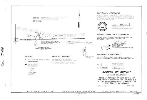 Click to see Record of Survey Book 10, pg. 209 (1990) of Nevada County Recorders Survey Maps Book 10