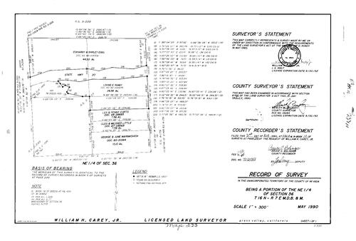 Click to see Record of Survey Book 10, pg. 233 (1990) of Nevada County Recorders Survey Maps Book 10