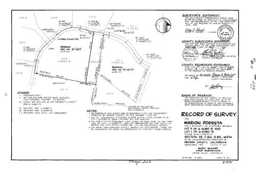 Click to see Record of Survey Book 10, pg. 253 (1990) of Nevada County Recorders Survey Maps Book 10