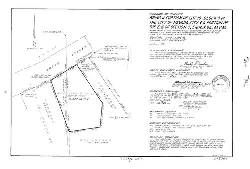 Click to see Record of Survey Book 10, pg. 301 (1991) of Nevada County Recorders Survey Maps Book 10