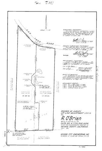 Click to see Record of Survey Book 10, pg. 307 (1991) of Nevada County Recorders Survey Maps Book 10