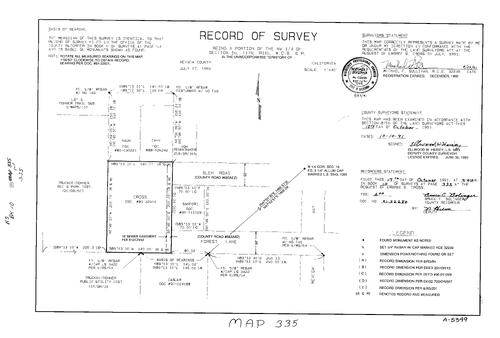 Click to see Record of Survey Book 10, pg. 335 (1991) of Nevada County Recorders Survey Maps Book 10