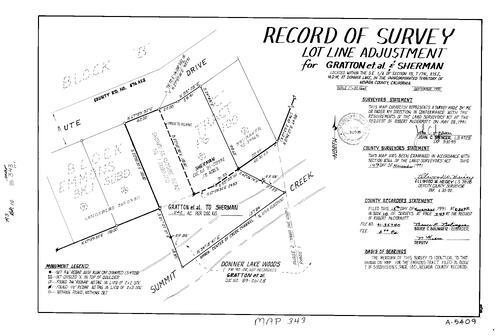 Click to see Record of Survey Book 10, pg. 343 (1991) of Nevada County Recorders Survey Maps Book 10