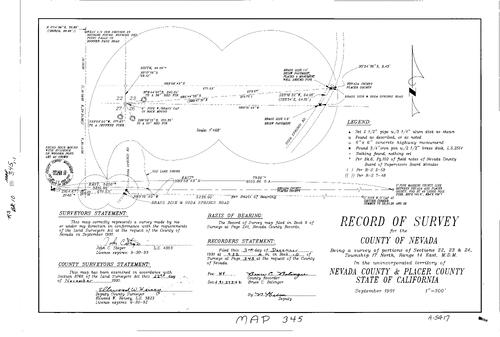 Click to see Record of Survey Book 10, pg. 345 (1991) of Nevada County Recorders Survey Maps Book 10