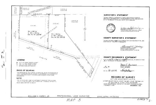 Click to see Record of Survey Book 11, pg. 003 (1992) of Nevada County Recorders Survey Maps Book 11