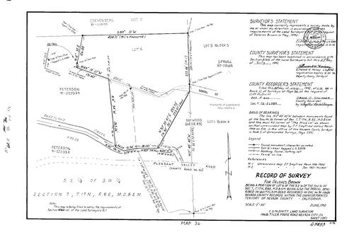 Click to see Record of Survey Book 11, pg. 036 (1992) of Nevada County Recorders Survey Maps Book 11