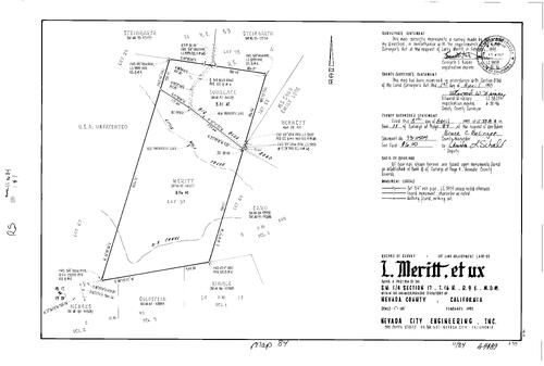 Click to see Record of Survey Book 11, pg. 84 (1993) of Nevada County Recorders Survey Maps Book 11