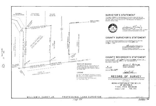 Click to see Record of Survey Book 11, pg. 85 (1993) of Nevada County Recorders Survey Maps Book 11