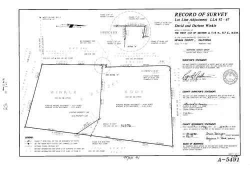 Click to see Record of Survey Book 11, pg. 91 (1993) of Nevada County Recorders Survey Maps Book 11