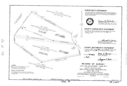 Click to see Record of Survey Book 11, pg. 98 (1993) of Nevada County Recorders Survey Maps Book 11