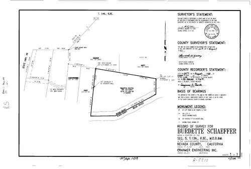 Click to see Record of Survey Book 11, pg. 109(1993) of Nevada County Recorders Survey Maps Book 11