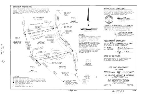 Click to see Record of Survey Book 11, pg. 115 (1993) of Nevada County Recorders Survey Maps Book 11
