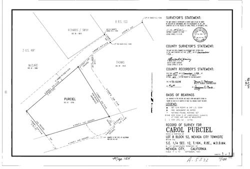 Click to see Record of Survey Book 11, pg. 124 (1993) of Nevada County Recorders Survey Maps Book 11