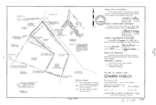 Click to see Record of Survey Book 11, pg. 126 (1993) of Nevada County Recorders Survey Maps Book 11