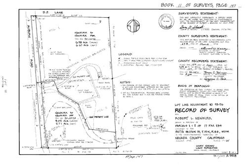 Click to see Record of Survey Book 11, pg. 147 (1994) of Nevada County Recorders Survey Maps Book 11
