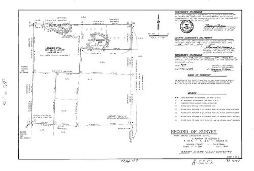 Click to see Record of Survey Book 11, pg. 157 (1994) of Nevada County Recorders Survey Maps Book 11