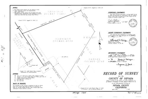 Click to see Record of Survey Book 11, pg. 164 (1994) of Nevada County Recorders Survey Maps Book 11