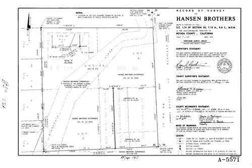 Click to see Record of Survey Book 11, pg. 167 (1994) of Nevada County Recorders Survey Maps Book 11