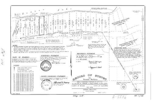 Click to see Record of Survey Book 11, pg. 168 (1994) of Nevada County Recorders Survey Maps Book 11