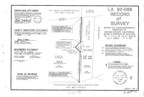 Click to see Record of Survey Book 11, pg. 186 (1994) of Nevada County Recorders Survey Maps Book 11