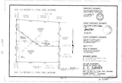 Click to see Record of Survey Book 11, pg. 194 (1994) of Nevada County Recorders Survey Maps Book 11