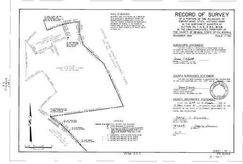 Click to see Record of Survey Book 11, pg. 223 (1995) of Nevada County Recorders Survey Maps Book 11