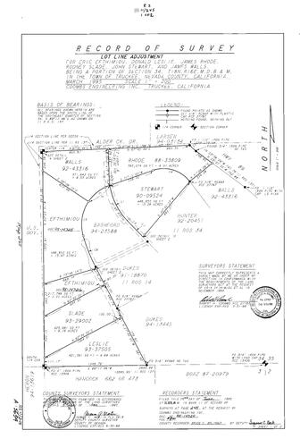 Click to see Record of Survey Book 11, pg. 245 (1995) of Nevada County Recorders Survey Maps Book 11