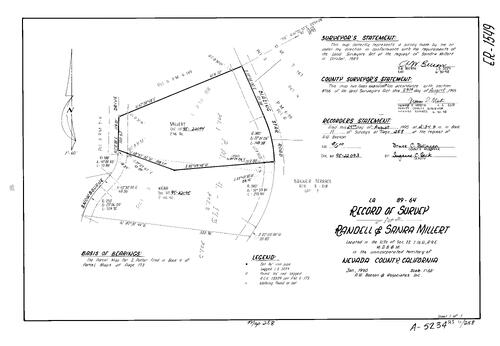 Click to see Record of Survey Book 11, pg. 258 (1995) of Nevada County Recorders Survey Maps Book 11