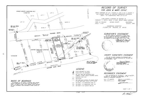 Click to see Record of Survey Book 11, pg. 263 (1995) of Nevada County Recorders Survey Maps Book 11