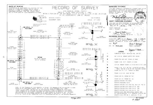 Click to see Record of Survey Book 11, pg. 283 (1996) of Nevada County Recorders Survey Maps Book 11