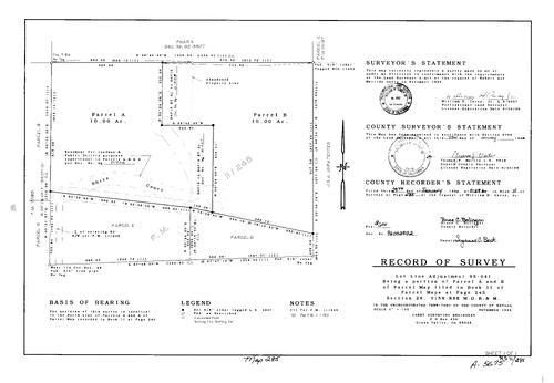 Click to see Record of Survey Book 11, pg. 285 (1996) of Nevada County Recorders Survey Maps Book 11