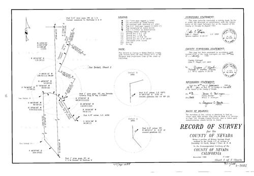 Click to see Record of Survey Book 11, pg. 288 (1996) of Nevada County Recorders Survey Maps Book 11
