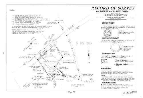 Click to see Record of Survey Book 11, pg. 290 (1996) of Nevada County Recorders Survey Maps Book 11