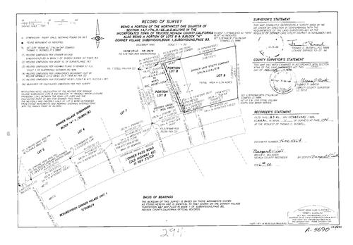Click to see Record of Survey Book 11, pg. 294 (1996) of Nevada County Recorders Survey Maps Book 11