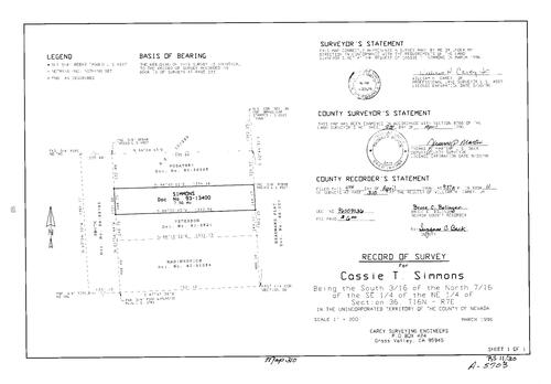 Click to see Record of Survey Book 11, pg. 310 (1996) of Nevada County Recorders Survey Maps Book 11