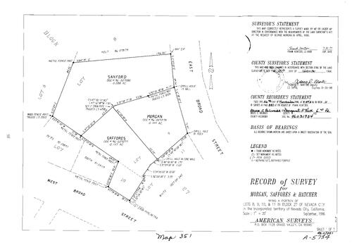Click to see Record of Survey Book 11, pg. 351 (1996) of Nevada County Recorders Survey Maps Book 11