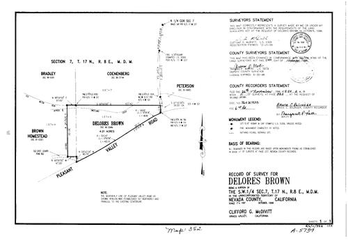 Click to see Record of Survey Book 11, pg. 352 (1996) of Nevada County Recorders Survey Maps Book 11