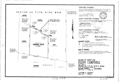 Click to see Record of Survey Book 11, pg. 353 (1996) of Nevada County Recorders Survey Maps Book 11