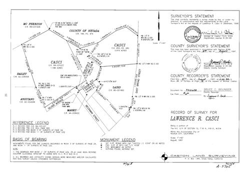 Click to see Record of Survey Book 12, pg. 5 (1997) of Nevada County Recorders Survey Maps Book 12
