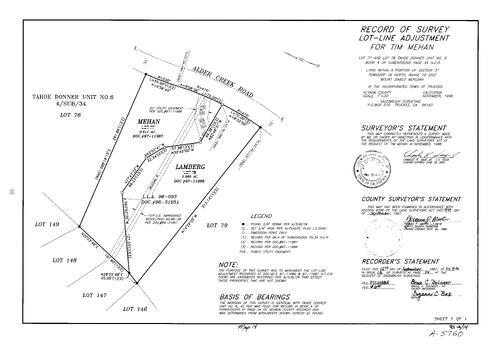 Click to see Record of Survey Book 12, pg. 14 (1997) of Nevada County Recorders Survey Maps Book 12