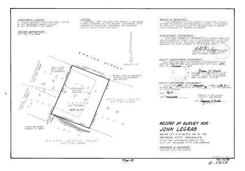 Click to see Record of Survey Book 12, pg. 39 (1997) of Nevada County Recorders Survey Maps Book 12