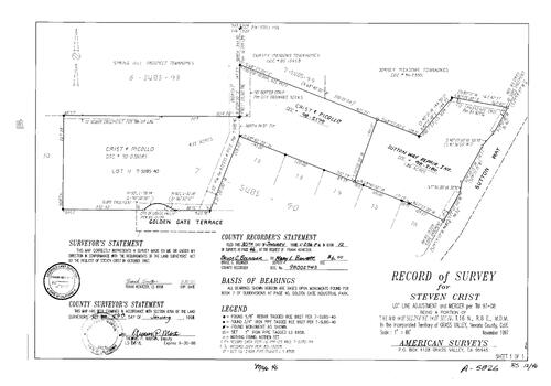 Click to see Record of Survey Book 12, pg. 46 (1998) of Nevada County Recorders Survey Maps Book 12