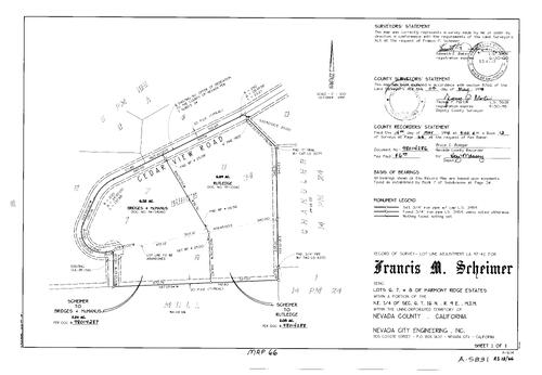 Click to see Record of Survey Book 12, pg. 66 (1998) of Nevada County Recorders Survey Maps Book 12